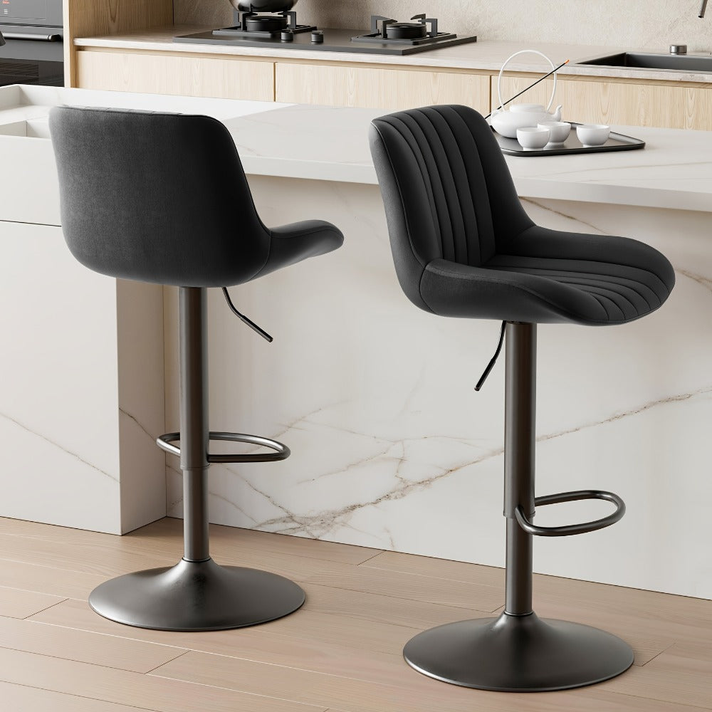 Counter Height Bar Stools Set of 1 2 3 4 Adjustable Swivel Upholstered Barstools with Back & Footrest for Kitchen Counter & Island – 6 Colors