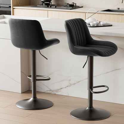 Counter Height Bar Stools Set of 1 2 3 4 Adjustable Swivel Upholstered Barstools with Back & Footrest for Kitchen Counter & Island – 6 Colors