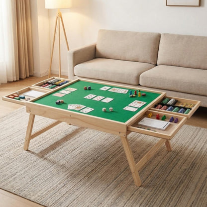 This Multifunctional Game Table Is Foldable And Features Drawer Storage Compartments. The Non-Slip, Integrated Storage Design Is Perfect for Puzzles, Board Games, And Camping - Combining Entertainment, Office Work, And Storage