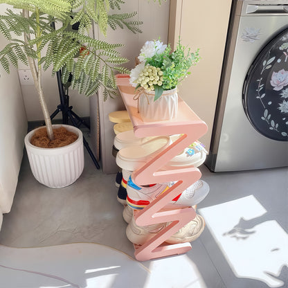 4-Tier Z-Shaped Shoe Rack, Durable Plastic Independent Storage Boxes, Curved Design, Multi-Function Storage Rack, Easy Assembly Freestanding Shoe Rack, No Tools Required, Compact Design, Suitable for Living Room Or Dorm, Stackable And Space-Saving
