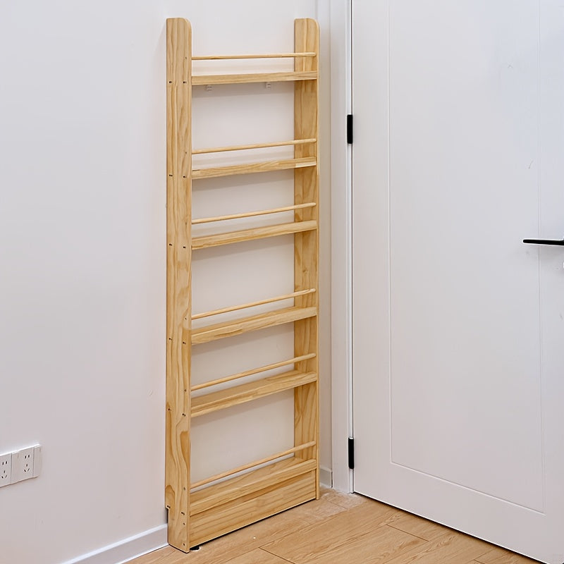 Creative Design, Ultra-Narrow Solid Wood Bookshelf, Bookcase, No Paint And Zero Formaldehyde, Wall-Mounted Bookshelf, Over-The-Door Bookshelf, Multi-Layer Shelf, Space-Saving