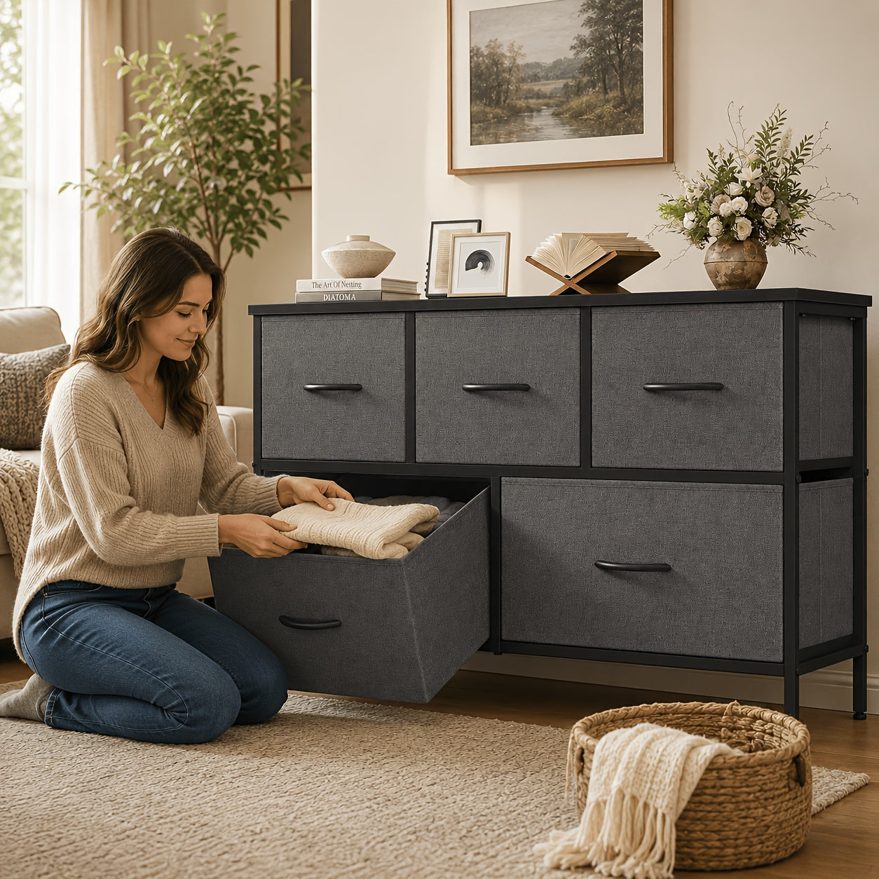 [Storage Cabinet Tower] 4/7/8/9-Drawer Home Display Cabinet, Storage Cabinet, Tall Dressing Table Fabric Storage Tower, Wooden Top, Suitable For Wardrobes, Entrances, Living Rooms, Can Be Purchased Individually Or Multiple As Needed