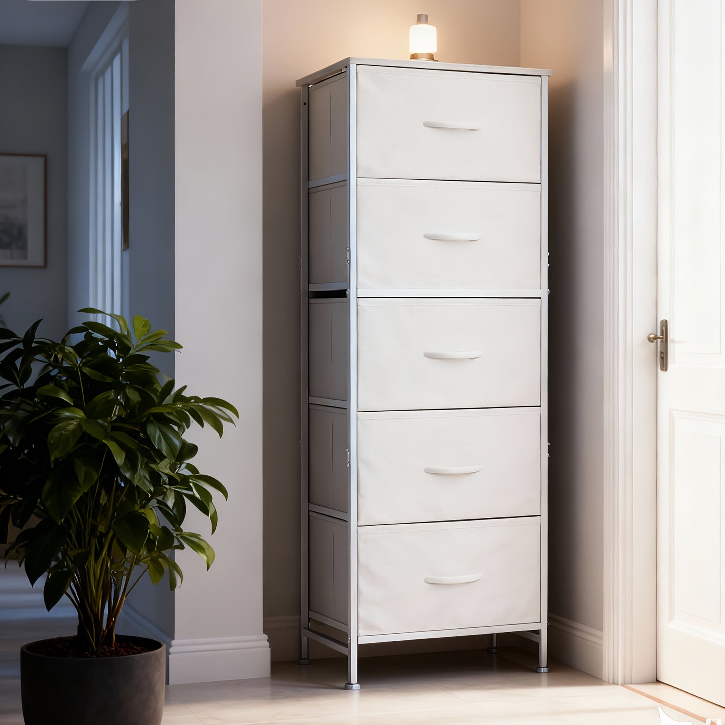 5-Drawer Heavy-Duty Storage Cabinet with Sturdy Steel Frame & Wood Top Rack - Freestanding Unit, 27"+ Height, 3.2+ Cu Ft Capacity, Multi-Drawer Organizer for Home, Office, Bedroom, Basement - Easy Assembly (Available in 4 Colors)