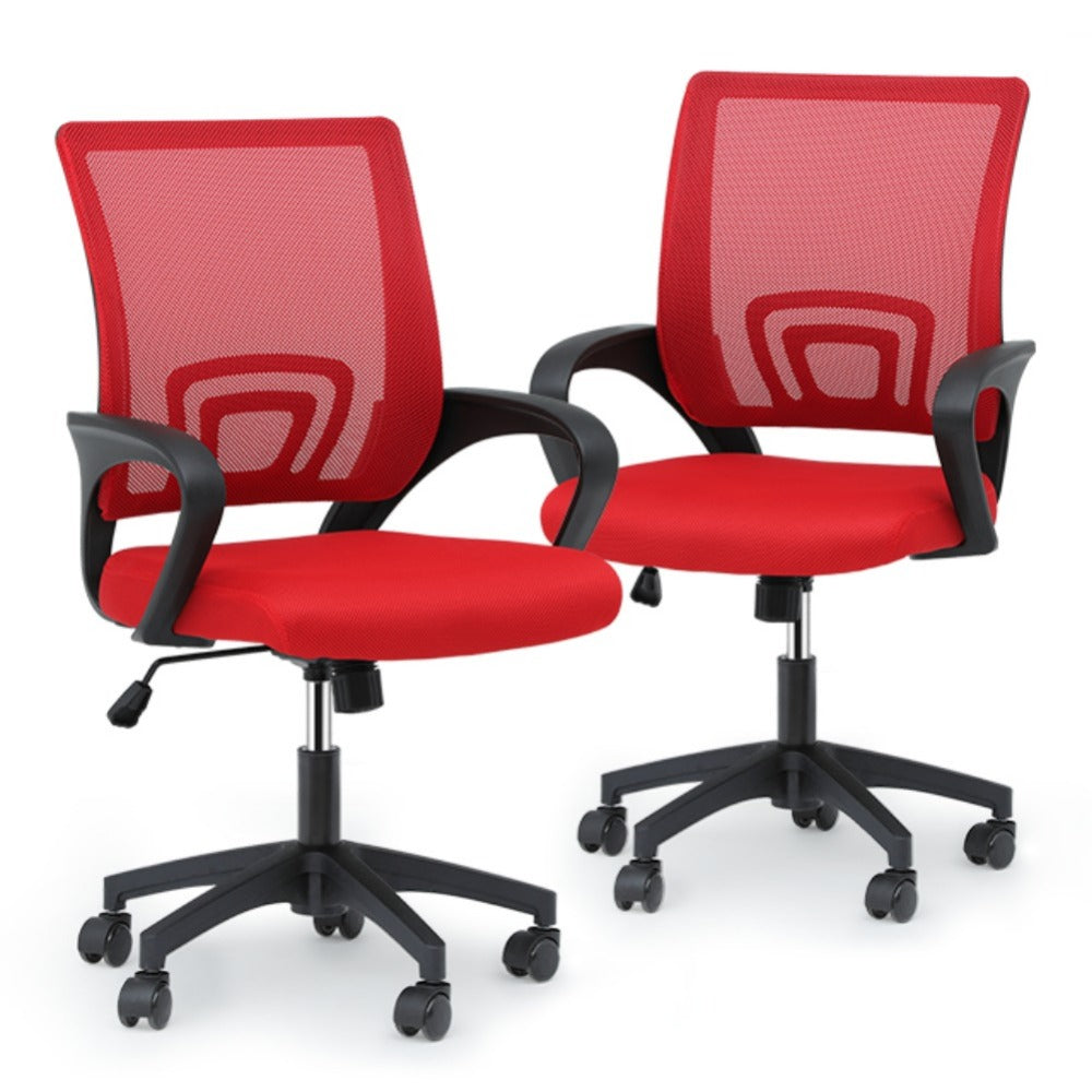 Ergonomic Office Chair Mid-Back Mesh Swivel Desk Chair with Lumbar Support Adjustable Height Sponge Seat Rolling Wheels, 300 lbs Capacity, 6 Colors, 1 or 2 Pack