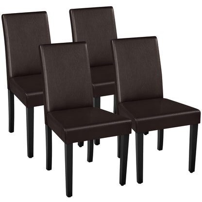 Costoffs Upholstered Dining Chairs Set of 2/4, Padded Leather Side Chairs with High Back & Rubberwood Legs, Modern Kitchen Chairs for Home, Kitchen & Restaurant, Black/White/Gray/Brown