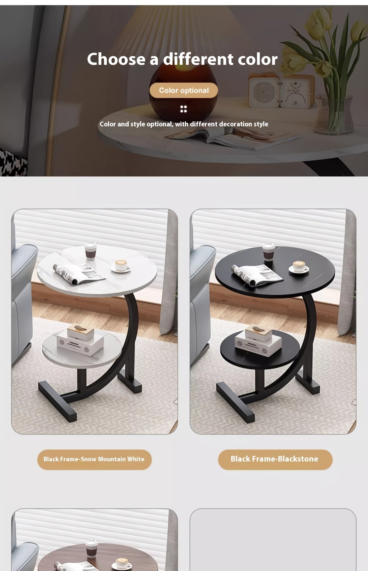 Simple Luxury Solid Wood Circular Coffee Table - Modern Double-Layer Sofa Side Cabinet, Creative Lightweight Luxury Side Table, Chic And Simple Living Room Circular Coffee Table, Suitable for Bedroom, Balcony, Living Room And Kitchen Leisure Tables