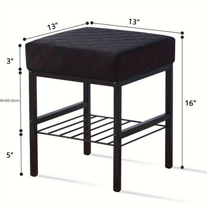 Velvet Vanity Stool Footstool Ottoman, Rectangular Pouf Makeup Stool Shoe Changing Bench Footrest for Bedroom Bathroom Vanity Room, 3 Colors