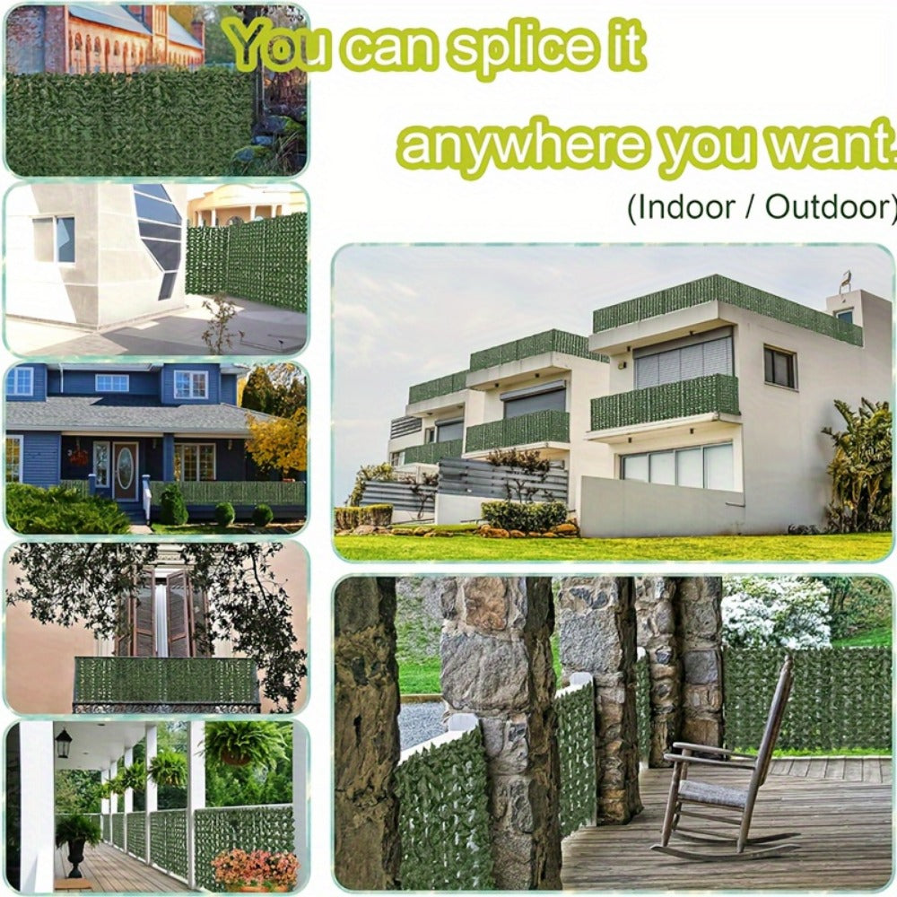 Artificial Ivy Privacy Fence Panel High Density 451-550 Leaves 91-95% Coverage Faux Greenery Wall for Garden Patio Balcony Backyard Outdoor Decor 10x1.6ft 10x3.3ft