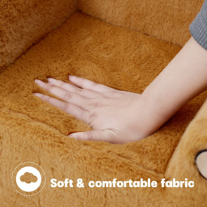 Kids Sofa/Teens - Ultra-Soft Teddy Bear Fleece & Machine-Washable Cover | 19.2"x13"x19.7"Ergonomic Support Chair, 5.6lbs Lightweight | Breathable Skin-Friendly Lounger For Game Room/Playroom (Cozy Beige)