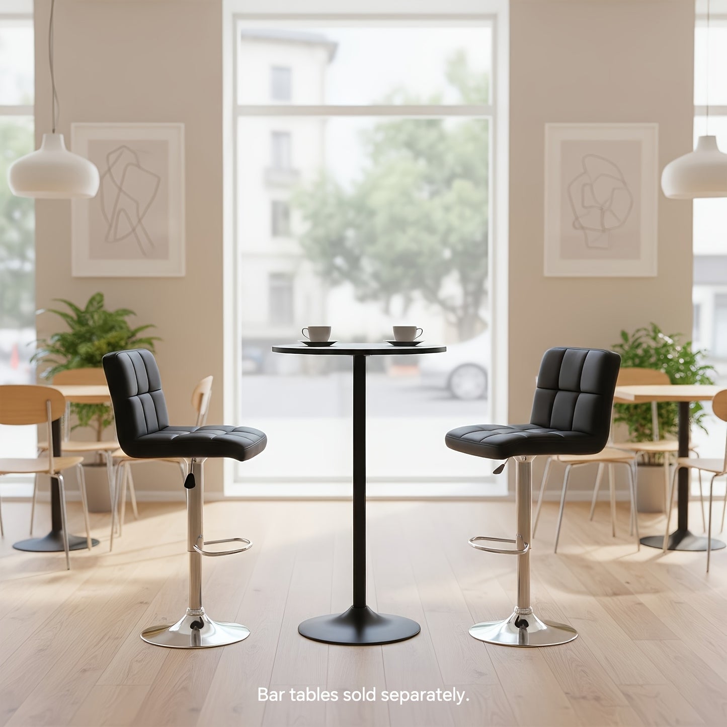 Bar Stool Set of 2, Bar Table Sold Separately, PU Leather Adjustable Swivel Stool
