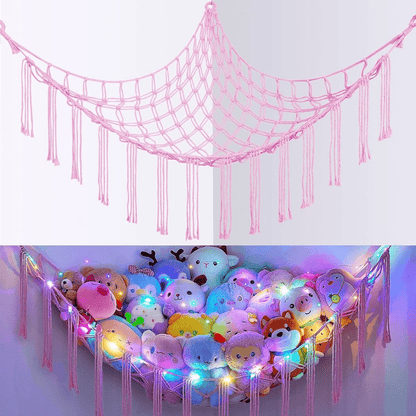 A Plush Toy Storage Hammock With Built-In Lighting, Ideal For Storing Unused Plush Toys And Indoor Items, As Well As Small Accessories For Halloween, Christmas, Easter, And Thanksgiving.