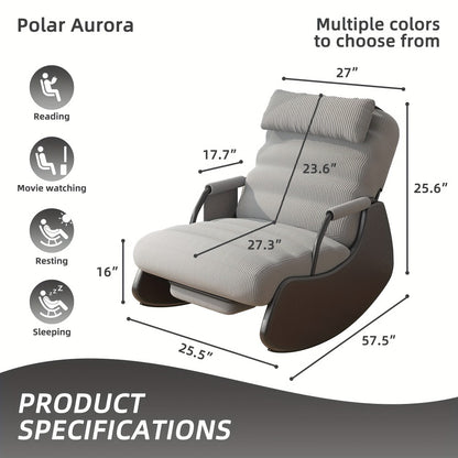 VIWAT Nursery Glider Rocking Chair with Soft Cushioned Seat & Headrest, Corduroy Upholstery Manual Rocker, Plush Accent Chair with Side Pocket for Nursery, Living Room, Bedroom - Dark Grey/Black (No Wood, Easy Assembly) -Friendly