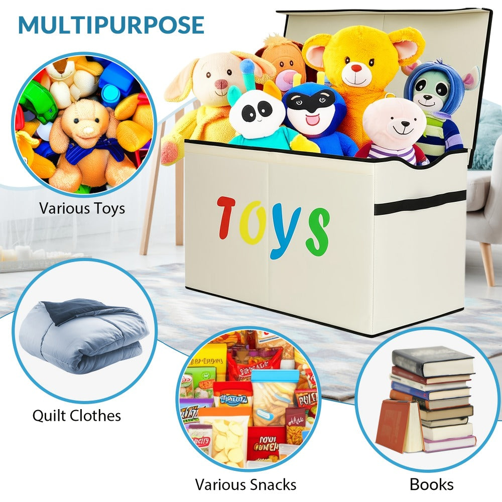 Extra Large Box, Collapsible Sturdy Kids Chest for Boys, Girls, Kids, Storage Organizer Storage Bins with Lids, Box Basket for Living Room, Bedroom, Nursery