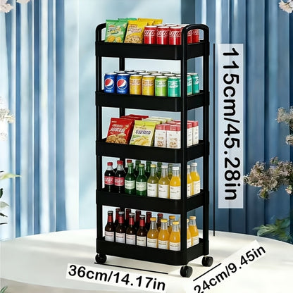 Bathroom Trolley Rack Multi-Layer Rolling Storage Cart, Movable Floor-Standing Organizer for Bathroom, Kitchen & Toilet, Modern Space-Saving Home Organization with Practical Design