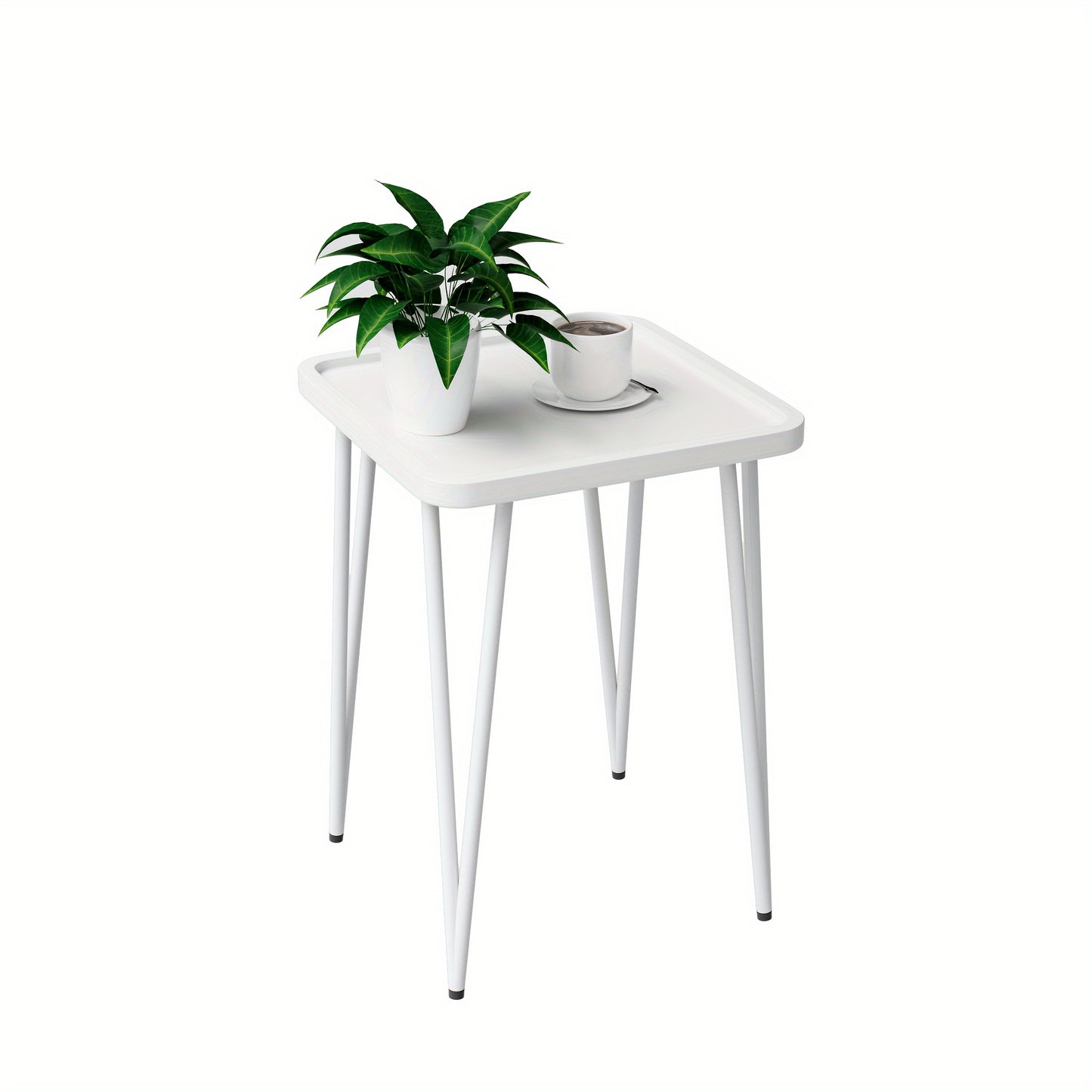 Metal End Table Small Square Side Table for Living Room Bedroom Patio, Indoor Outdoor Sofa Side Table for Small Spaces, Modern Minimalist Accent Table in 5 Colors White Pink Black Gold Blue