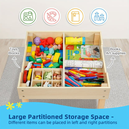 3-In-1 Table And Chair Set, Kids Table And Chairs Ages 3-7 with Versatile Tabletop And Storage Drawer, Kids Sensory Table for Home, Nursery And Playroom. Premium Gift for Boys And Girls