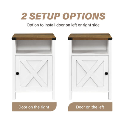 OAKSTEAD 1pc/2pcs Farmhouse Nightstand, Side Table, End Table with Barn Door And Shelf, Narrow Entryway Table, Rustic Modern Bed Night Stand for Bedroom, Living Room, Modern Living Room Decor, Navy Blue/Grey/White/Oak/Light Oak/Black, 23.7"*15.8"