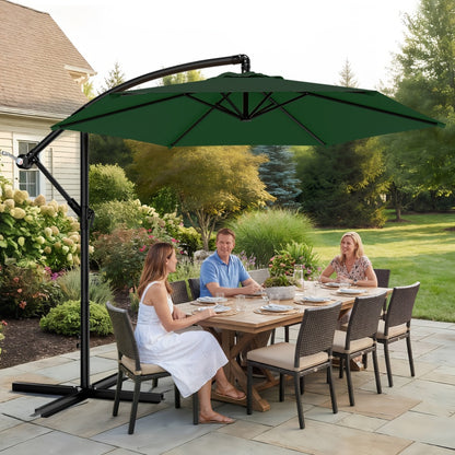10 Ft Cantilever Patio Umbrella Offset Outdoor Umbrella with Adjustable Tilt Crank 8-Rib Wind Resistant UV Protection for Pool Deck Backyard Garden 16 Colors
