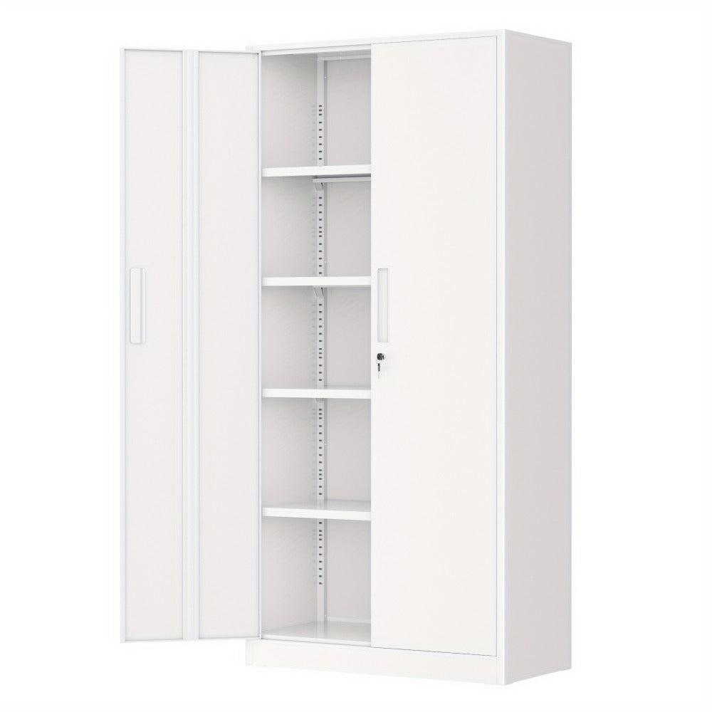 Lockable Metal Storage Cabinet 71"H with Adjustable Shelves & Locking Doors – Freestanding Steel Organizer for Garage, Gym, Home Office & School