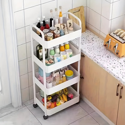 !! Mobile Storage Cart with Sliding Wheels, Space-saving Durable Plastic Design, Easy to Move, Suitable for Bedrooms, Kitchens, Offices, And Bathrooms As A Versatile Floor-standing Storage Rack