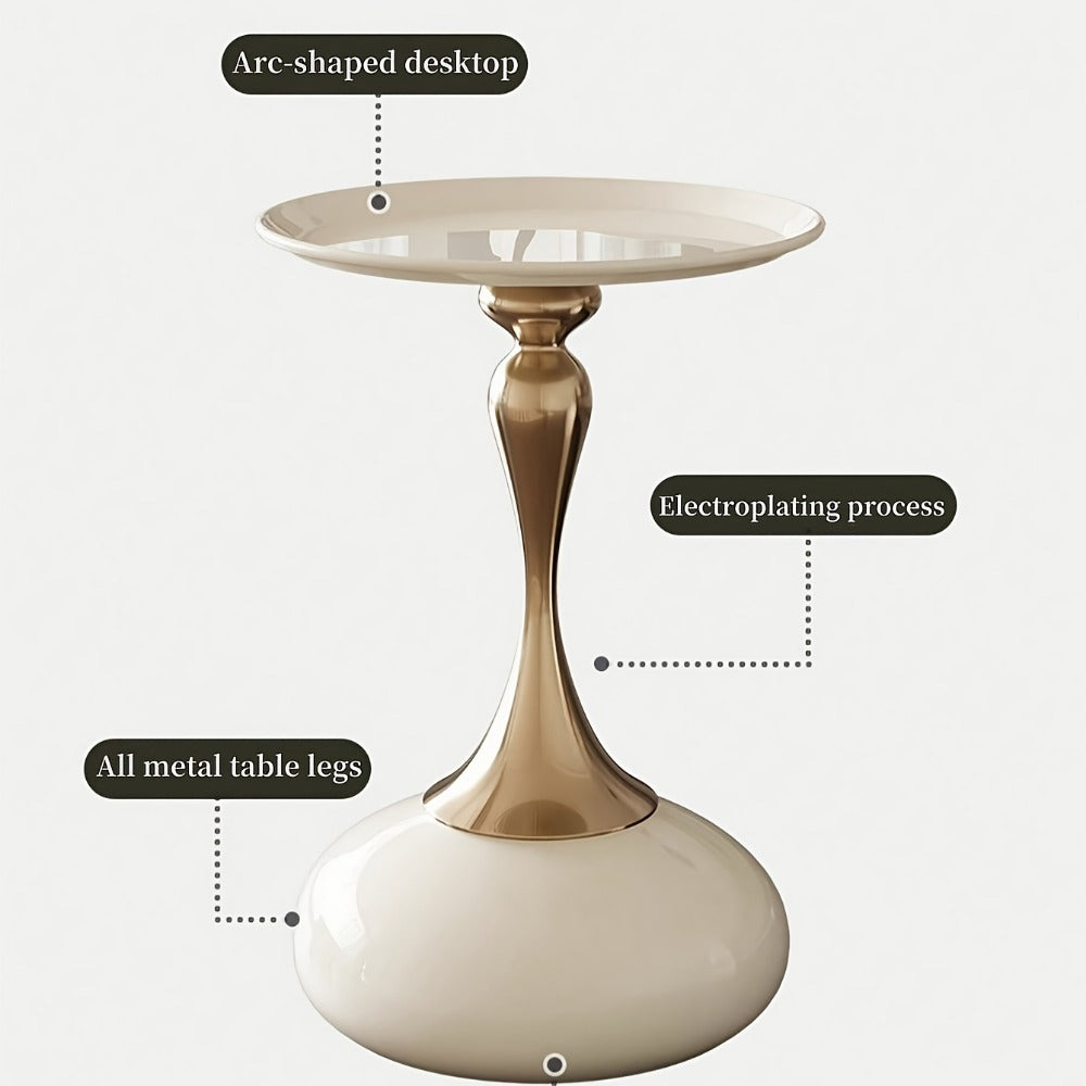 Round Side Table Metal Pedestal Accent Table | Minimalist Compact Bedside Table for Bedroom, Living Room, Apartment & Dorm | Small Space Furniture, Easy Assembly | White or Black
