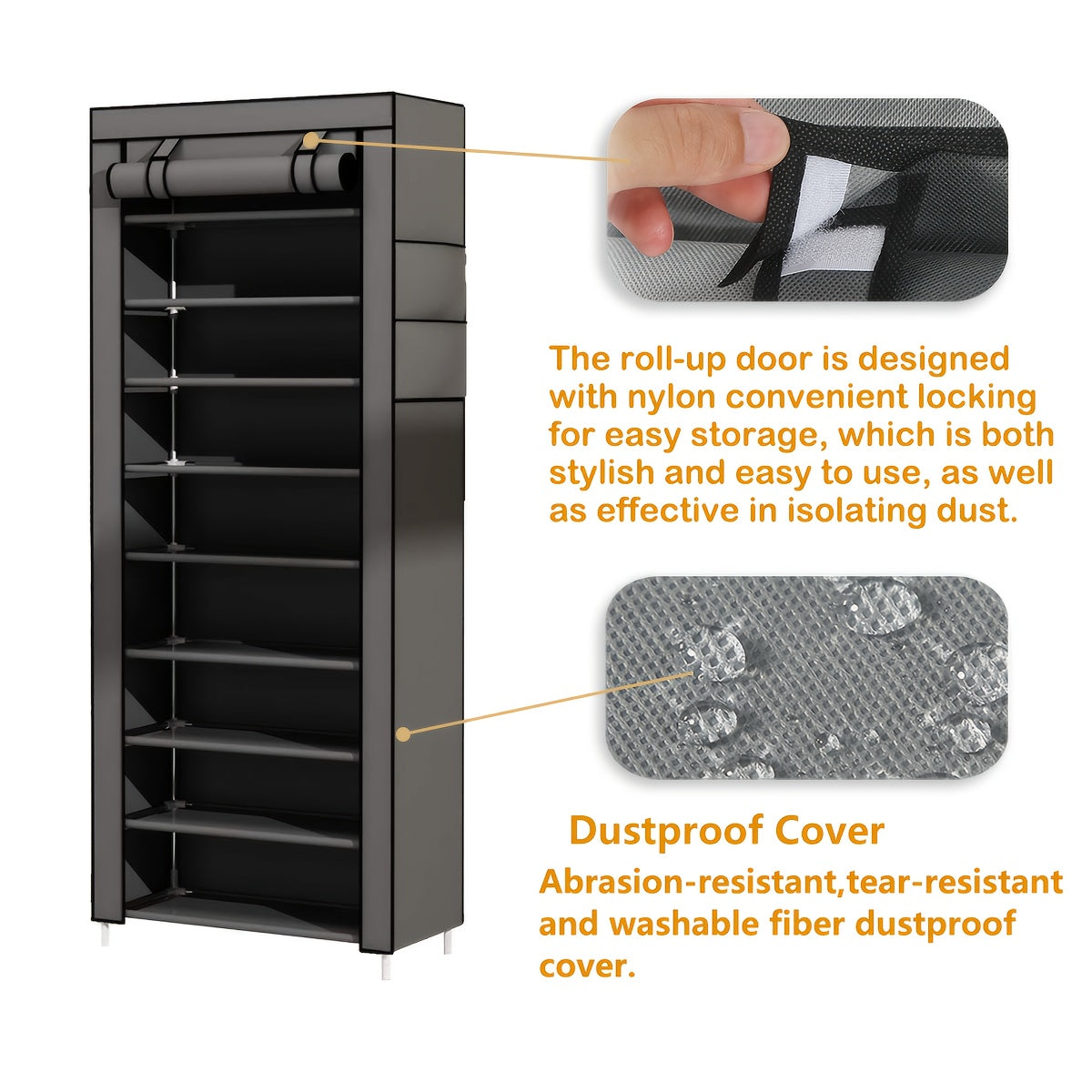 6/8/10/3 Tier Shoe Organizer with Nonwoven Fabric Cover Shoe Cabinet, Easy to Assemble, Portable Shoe Cabinet, Shoe Storage Shelf for 27-35 Pairs Of Shoes, Suitable for Various Scenes Such As Entryway, Suitable for Sneakers, High Heels, And Boots