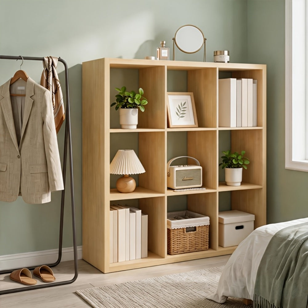 Cube Storage Bookshelf 2 3 4 6 8 9 Cube Open Display Cabinet Thick Frame Floor Standing Bookcase with Anti-Tip Kit for Living Room Bedroom Study, 4 Colors