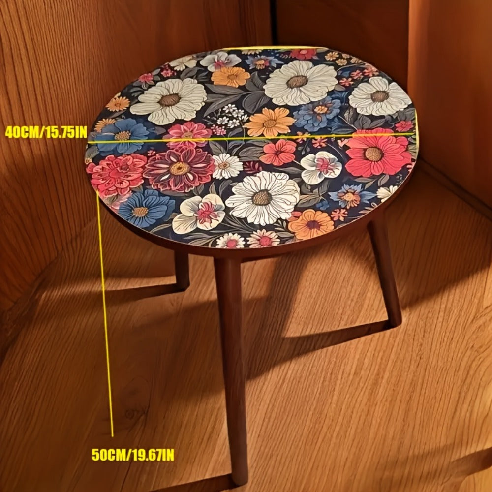 Mandala Flower Sofa Side Table, Round Coffee Table with Storage Space Saving Design for Living Room Bedroom Outdoor Patio, Multi-functional End Table
