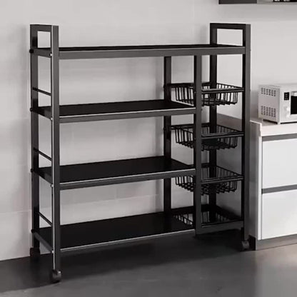 Rolling Baker's Rack with Mesh Baskets & Adjustable Shelves – Metal Frame Kitchen Storage Shelf on Wheels for Kitchen, Bathroom, Living Room & Office
