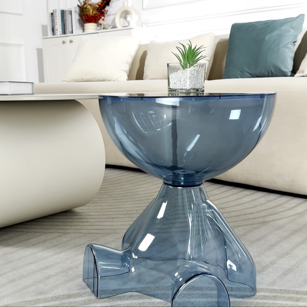 Acrylic Minimalist Coffee Table, Transparent Sofa Side Table for Living Room Bedroom Small Space, Multi-functional Storage End Table Nightstand, 6 Colors