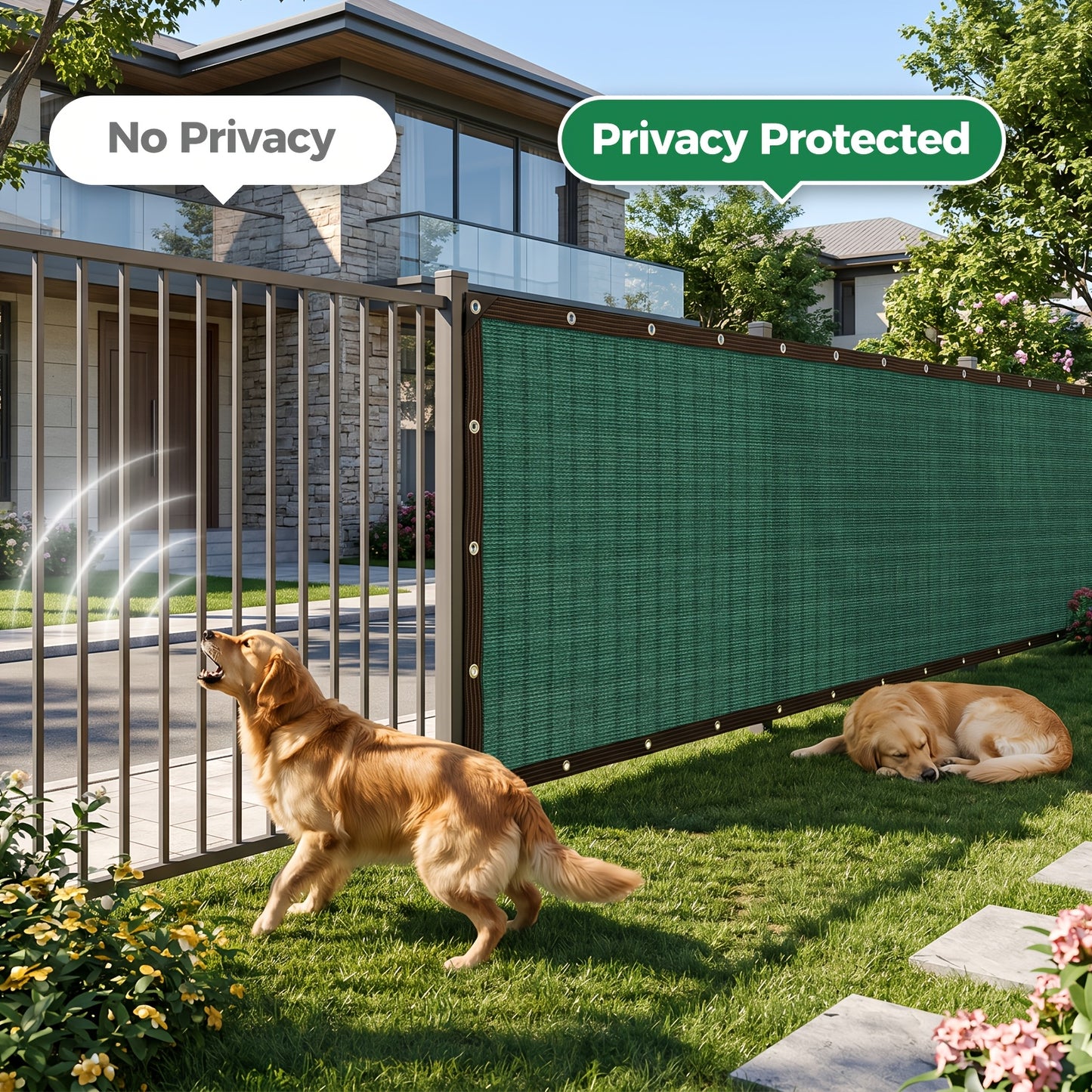 [Heavy Duty Privacy Screen] 5Ft X 25Ft/6Ft X 50Ft Fence Privacy Screen, Heavy Duty Privacy Fence Screen, Outdoor Shade Cloth Mesh Barrier, Includes 33Ft Black Rope, Green
