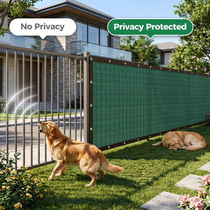 [Heavy Duty Privacy Screen] 5Ft X 25Ft/6Ft X 50Ft Fence Privacy Screen, Heavy Duty Privacy Fence Screen, Outdoor Shade Cloth Mesh Barrier, Includes 33Ft Black Rope, Green