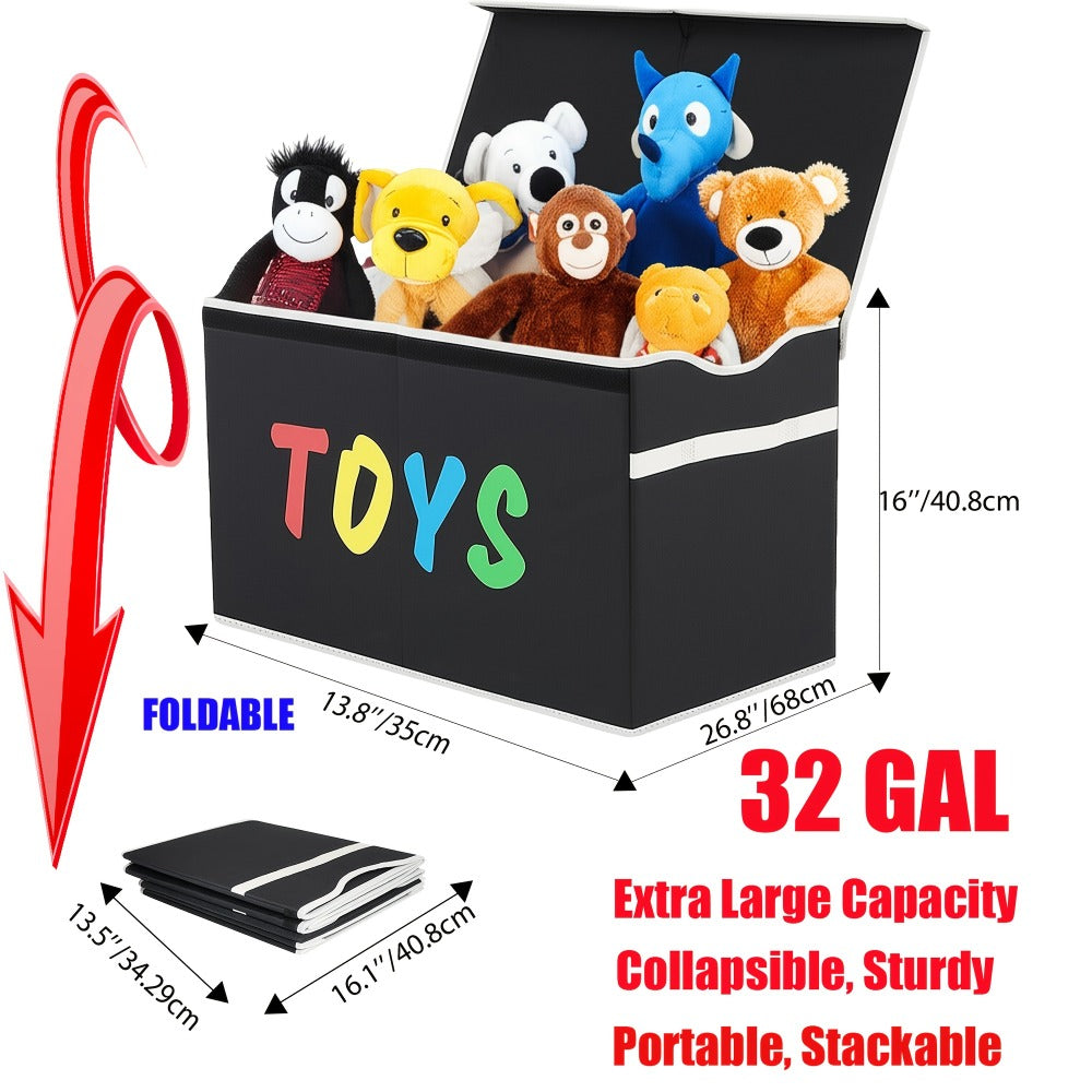Kids Box Chest - Extra Large Lightweight Collapsible Storage Organizer Boxes Bins Baskets for Children, Boys, Girls, for nursery Room, Playroom, Closet Home Storage Boxes with Big Handles for Nursery, 26.8"X13.8"X16"