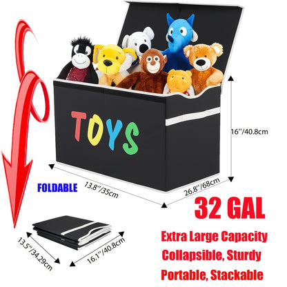 Kids Box Chest - Extra Large Lightweight Collapsible Storage Organizer Boxes Bins Baskets for Children, Boys, Girls, for nursery Room, Playroom, Closet Home Storage Boxes with Big Handles for Nursery, 26.8"X13.8"X16"
