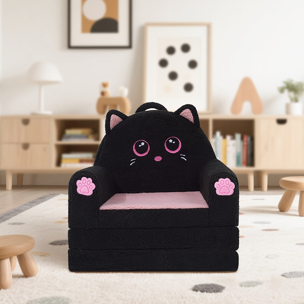 Kids Sofa Chair - Ultra Soft Sherpa Foldable Couch 44.5x20.8x15.7 Inches, Space Saving Play Furniture for Boys & Girls (Machine Washable Cover)