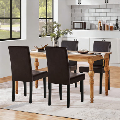 Costoffs Upholstered Dining Chairs Set of 2/4, Padded Leather Side Chairs with High Back & Rubberwood Legs, Modern Kitchen Chairs for Home, Kitchen & Restaurant, Black/White/Gray/Brown