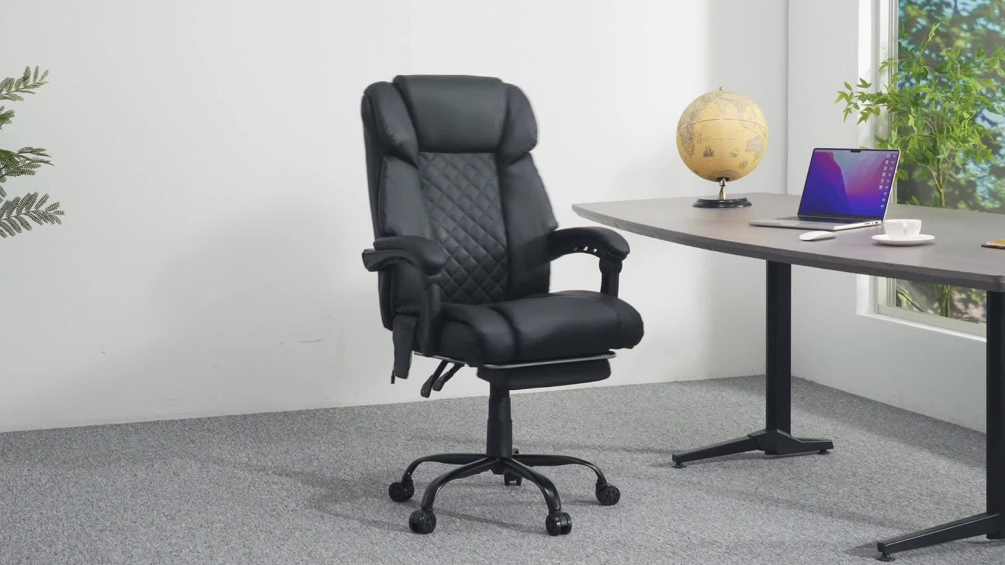 7-Point Vibrating Massage Office Chair with Heated, Ergonomic Desk Chairs with Footrest And 135 Degree Reclining High Back, Big And Tall Executive Office Chair 400LBS, Thick Cushion Gaming Chair for Home Office