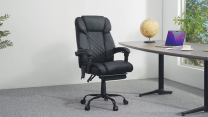 7-Point Vibrating Massage Office Chair with Heated, Ergonomic Desk Chairs with Footrest And 135 Degree Reclining High Back, Big And Tall Executive Office Chair 400LBS, Thick Cushion Gaming Chair for Home Office