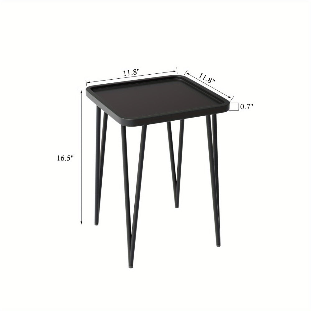 Metal End Table Small Square Side Table for Living Room Bedroom Patio, Indoor Outdoor Sofa Side Table for Small Spaces, Modern Minimalist Accent Table in 5 Colors White Pink Black Gold Blue