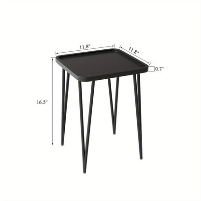Metal End Table Small Square Side Table for Living Room Bedroom Patio, Indoor Outdoor Sofa Side Table for Small Spaces, Modern Minimalist Accent Table in 5 Colors White Pink Black Gold Blue