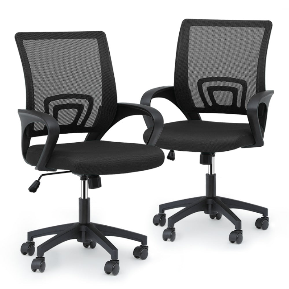 Ergonomic Office Chair Mid-Back Mesh Swivel Desk Chair with Lumbar Support Adjustable Height Sponge Seat Rolling Wheels, 300 lbs Capacity, 6 Colors, 1 or 2 Pack