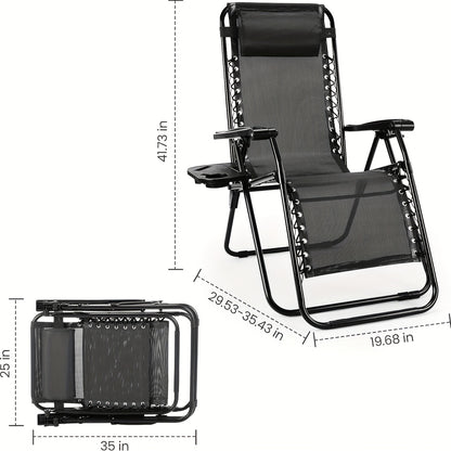 [Outdoor Camping Chair] 1/2Pack Zero Gravity Lounge Chairs For Outdoor Patio And Poolside With Pillows And Cup Holders - Foldable, Space-Saving, Easy To Carry, Outdoor Camping Chair, Suitable For Beach, Grass, Wild Camping