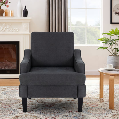Mid-Century Modern Armchair, Plush Padded Accent Chair With Arms For Living Room Bedroom, Comfortable Lounge Chair For Apartment Waiting Room