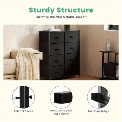 Hallway Storage Cabinet with Fabric Drawers - Metal Frame Dresser Organizer 2 4 or 8 Drawer Options for Home Bedroom Office Apartment Living Room