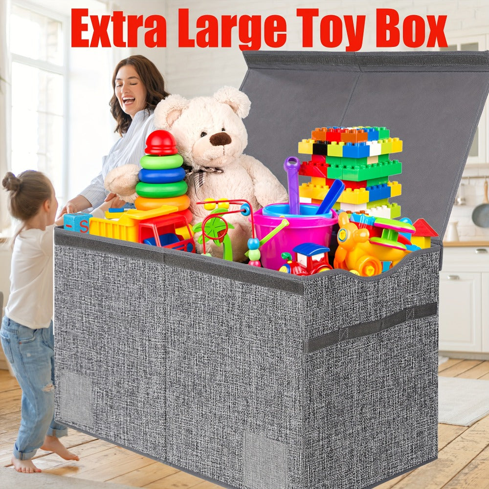 31.7gal Extra Large Box, Collapsible Sturdy Kids Chest For Boys, Girls, Kids, Storage Organizer Bins With Lids, Box Basket For Living Room, Bedroom, Nursery