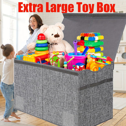 31.7gal Extra Large Box, Collapsible Sturdy Kids Chest For Boys, Girls, Kids, Storage Organizer Bins With Lids, Box Basket For Living Room, Bedroom, Nursery