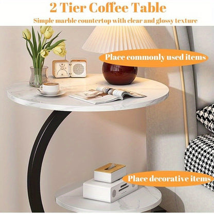 Exuding a Sense of Luxury! This Modern Light-luxury Wrought Iron Side Table Features Delicate Lines That Outline Minimalist Aesthetics. It Combines the Functions of a Sofa Side Cabinet and a Coffee Table, Making It Suitable for Both Bedrooms