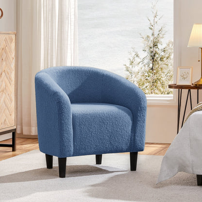 Costoffs Boucle Barrel Accent Chair with Arms, Upholstered Armchair for Living Room, Bedroom, Furniture for Home, Stylish and Comfortable Club Chair for Bedroom, Ivory/Black/Dark Gray/Blue/Yellow