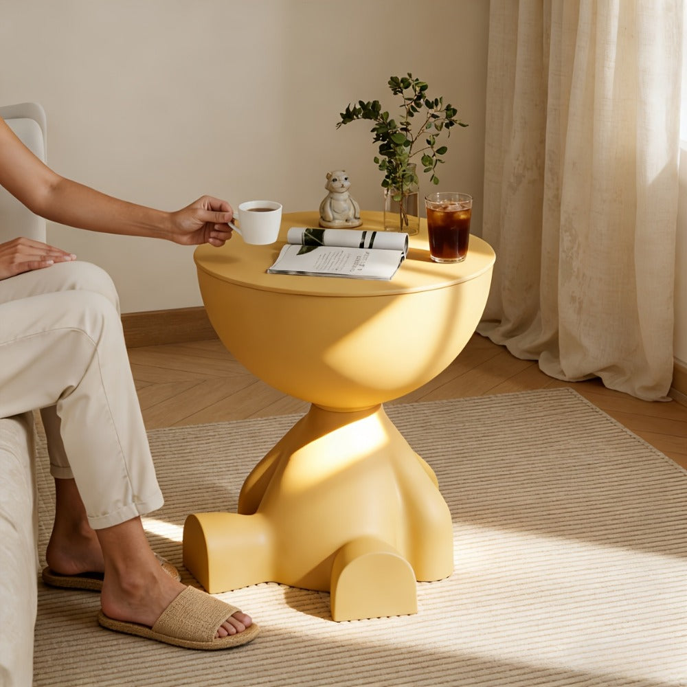 Round End Table with Hidden Storage – Cute Novelty Side Table & Nightstand for Small Spaces | Compact Plastic Accent Table for Living Room, Bedroom & Dorm | Stylish Gift for Home Lovers