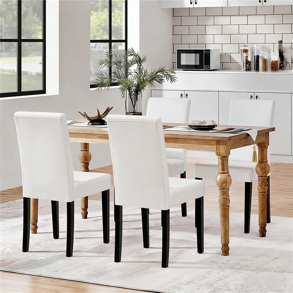 Costoffs Upholstered Dining Chairs Set of 2/4, Padded Leather Side Chairs with High Back & Rubberwood Legs, Modern Kitchen Chairs for Home, Kitchen & Restaurant, Black/White/Gray/Brown